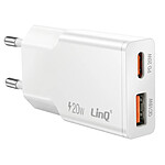 LinQ Chargeur Secteur Extra Plat avec Double Port USB-C et USB 20W Blanc LinQ Chargeur Secteur Extra Plat avec Double Port USB-C et USB 20W Blanc