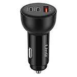 LinQ Chargeur Voiture Allume Cigare 60W avec 2 USB-C PD 30W et USB-A QC 3.0 Noir