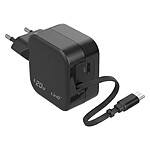 LinQ Chargeur de Poche USB-C 20W avec Câble Rétractable et Port USB-C Noir