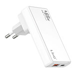 LinQ Chargeur Voyage GaN 65W avec Ports USB-C / USB et Prises Interchangeables Blanc