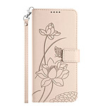 Avizar Étui Portefeuille pour Honor 600 Smart Motif Lotus Oriental avec Dragonne