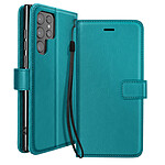 Mayaxess Étui Portefeuille pour Galaxy S23 Ultra avec Support Vidéo et Dragonne Turquoise
