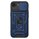 Mayaxess Coque pour iPhone 16e avec Anneau Magnétique Rotatif et Cache Caméra Coulissant Bleu nuit
