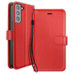 Mayaxess Étui Portefeuille pour Samsung Galaxy S21 avec Dragonne Rouge