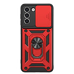 Mayaxess Coque pour Galaxy S21 avec Cache Caméra Coulissant et Bague Magnétique Rouge
