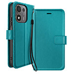 Mayaxess Étui Portefeuille pour Honor 600 avec Support Vidéo et Dragonne Turquoise