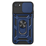 Mayaxess Coque pour iPhone SE 2022 / SE 2020 / 8 / 7 avec Anneau Magnétique Rotatif et Cache Caméra Coulissant Bleu nuit