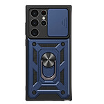 Mayaxess Coque pour Galaxy S22 Ultra avec Cache Caméra Coulissant et Bague Magnétique Bleu nuit