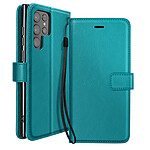 Mayaxess Étui Portefeuille pour Galaxy S22 Ultra avec Support Vidéo et Dragonne Turquoise