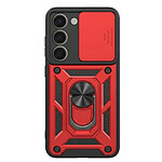 Mayaxess Coque pour Galaxy S23 avec Cache Caméra Coulissant et Bague Magnétique Rouge
