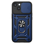 Mayaxess Coque pour iPhone 14 avec Anneau Magnétique Rotatif et Cache Caméra Coulissant Bleu nuit