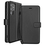 Mayaxess Etui Portefeuille pour Galaxy S23 Ultra avec Dragonne et Support Vidéo Noir