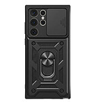 Mayaxess Coque pour Galaxy S23 Ultra avec Cache Caméra Coulissant et Bague Magnétique Noir