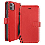 Mayaxess Étui Portefeuille pour iPhone 11 avec Dragonne et Support Vidéo Rouge