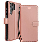 Mayaxess Étui Portefeuille pour Samsung Galaxy S22 Ultra avec Dragonne et Support Vidéo Rose gold