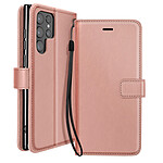 Mayaxess Étui Portefeuille pour Samsung Galaxy S23 Ultra avec Dragonne et Support Vidéo Rose gold