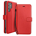 Mayaxess Etui Portefeuille pour Samsung Galaxy S23 Ultra avec Dragonne et Support Vidéo Rouge Mayaxess Etui Portefeuille pour Samsung Galaxy S23 Ultra avec Dragonne et Support Vidéo Rouge