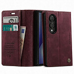 CaseMe Étui pour Galaxy Z Fold 8 en Cuir Grainé Anti-RFID avec Porte-cartes et Support Rouge