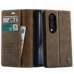 CaseMe Étui pour Galaxy Z Fold 8 en Cuir Grainé Anti-RFID avec Porte-cartes et Support Marron