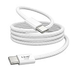 LinQ Câble USB-C vers USB-C PD 60W Charge Rapide 1m avec Éjecteur SIM Inclus Blanc