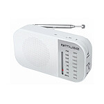 Muse Radio Portable de Poche Analogique FM / MW Muse M-025RW avec Haut-Parleur Blanc