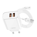XO Chargeur Secteur Double Port USB-A 12W et Câble Micro-USB Universel Blanc