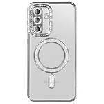Coque pour Galaxy A56 / A36 Compatible MagSafe avec Contour à Strass Argent Coque pour Galaxy A56 / A36 Compatible MagSafe avec Contour à Strass Argent