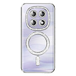 Coque pour Redmi Note 15 Compatible MagSafe avec Contour à Strass Argent Coque pour Redmi Note 15 Compatible MagSafe avec Contour à Strass Argent