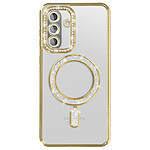 Coque pour Galaxy A56 / A36 Compatible MagSafe avec Contour à Strass Dorée