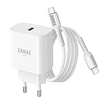 Zanaé Chargeur Secteur avec Câble USB-C Anti-Torsion Power Delivery 20W Blanc