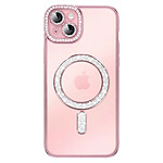 Coque pour iPhone 15 Plus Compatible MagSafe avec Contour à Strass Rose Coque pour iPhone 15 Plus Compatible MagSafe avec Contour à Strass Rose