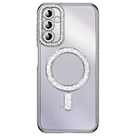Coque pour Galaxy A14 4G / 5G Compatible MagSafe avec Contour à Strass Argent Coque pour Galaxy A14 4G / 5G Compatible MagSafe avec Contour à Strass Argent
