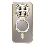 Coque pour Redmi Note 15 Pro 5G Compatible MagSafe avec Contour à Strass Dorée