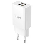 Zanaé Chargeur Double Port USB-A 10W Universel Format Ultra Compact Blanc