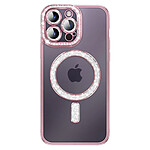 Coque pour iPhone 14 Pro Max Compatible MagSafe avec Contour à Strass Rose Coque pour iPhone 14 Pro Max Compatible MagSafe avec Contour à Strass Rose