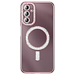 Coque pour Galaxy A14 4G / 5G Compatible MagSafe avec Contour à Strass Rose Coque pour Galaxy A14 4G / 5G Compatible MagSafe avec Contour à Strass Rose
