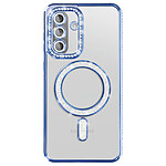 Coque pour Galaxy A56 / A36 Compatible MagSafe avec Contour à Strass Bleu