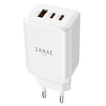 Zanaé Chargeur Secteur avec 2 Ports USB-C 65W et 1 Port USB-A 30W Ultra Rapide Blanc