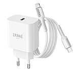 Zanaé Chargeur USB-C pour iPhone et iPad avec Câble USB-C Lightning Charge Rapide Blanc