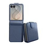 Étui à Clapet pour Galaxy Z Flip 8 Série Chesterfield Effet Cuir Texturé Bleu marine