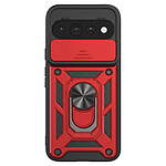 Mayaxess Coque pour Pixel 11 / 11 Pro avec Cache Caméra Coulissant et Bague Magnétique Rouge