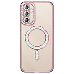Coque Diamant pour Galaxy S26 avec Anneau Magnétique et Contour Strassé Rose Coque Diamant pour Galaxy S26 avec Anneau Magnétique et Contour Strassé Rose