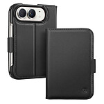 Générique Étui Portefeuille pour iPhone Duo en Cuir avec Support Dépliable Noir