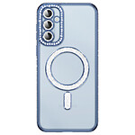 Coque Diamant pour Galaxy S26 avec Anneau Magnétique et Contour Strassé Bleu Coque Diamant pour Galaxy S26 avec Anneau Magnétique et Contour Strassé Bleu