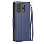 Étui Portefeuille pour Redmi Note 17 Vintage avec Support Vidéo et Dragonne Bleu nuit