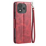 Étui Portefeuille pour Redmi Note 17 Vintage avec Support Vidéo et Dragonne Bordeaux