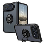 Coque pour iPhone Duo Protection Bi-matière avec Supports Anneau Magnétiques Noir / Transparent