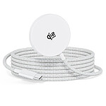 Xo Chargeur sans Fil Qi2.2 Compatible MagSafe et PixelSnap Câble USB-C Tressé 1.8m Blanc
