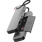 Linq Hub Multiport USB-C 9-en-1 avec Boîtier SSD M.2 NVMe et Lecteurs Cartes Gris