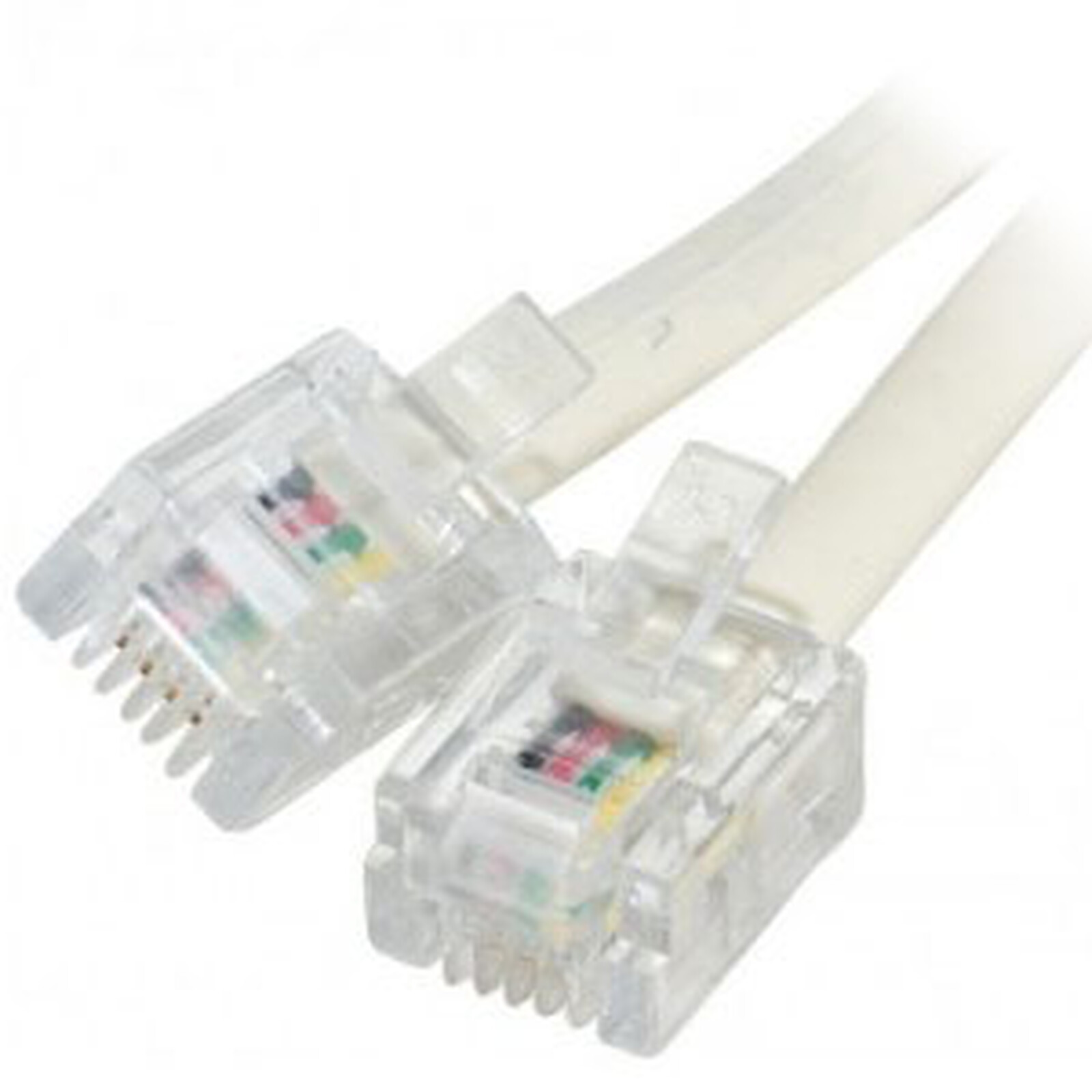Câble ADSL/Modem Plat RJ11 téléphonique mâle/mâle blanc 10 mètres